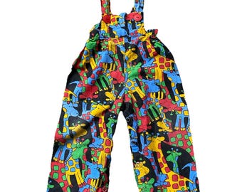 Mono vintage de los años 70 de Joann Hickman, talla 2 años, multicolor, algodón.
