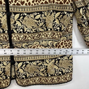 Kurtka jedwabna vintage Adrianna Papell, rozmiar 16, skrócona, wielokolorowy szalik, wzór glamour zdjęcie 7