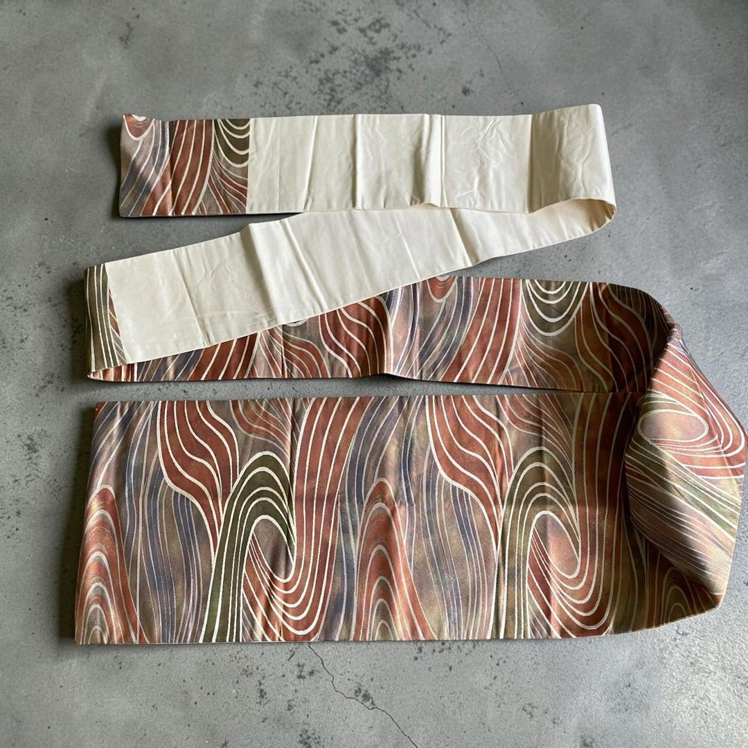 Vintage Traditional Silk Japanese Kimono Obi Sash Belt Women Abstract ...