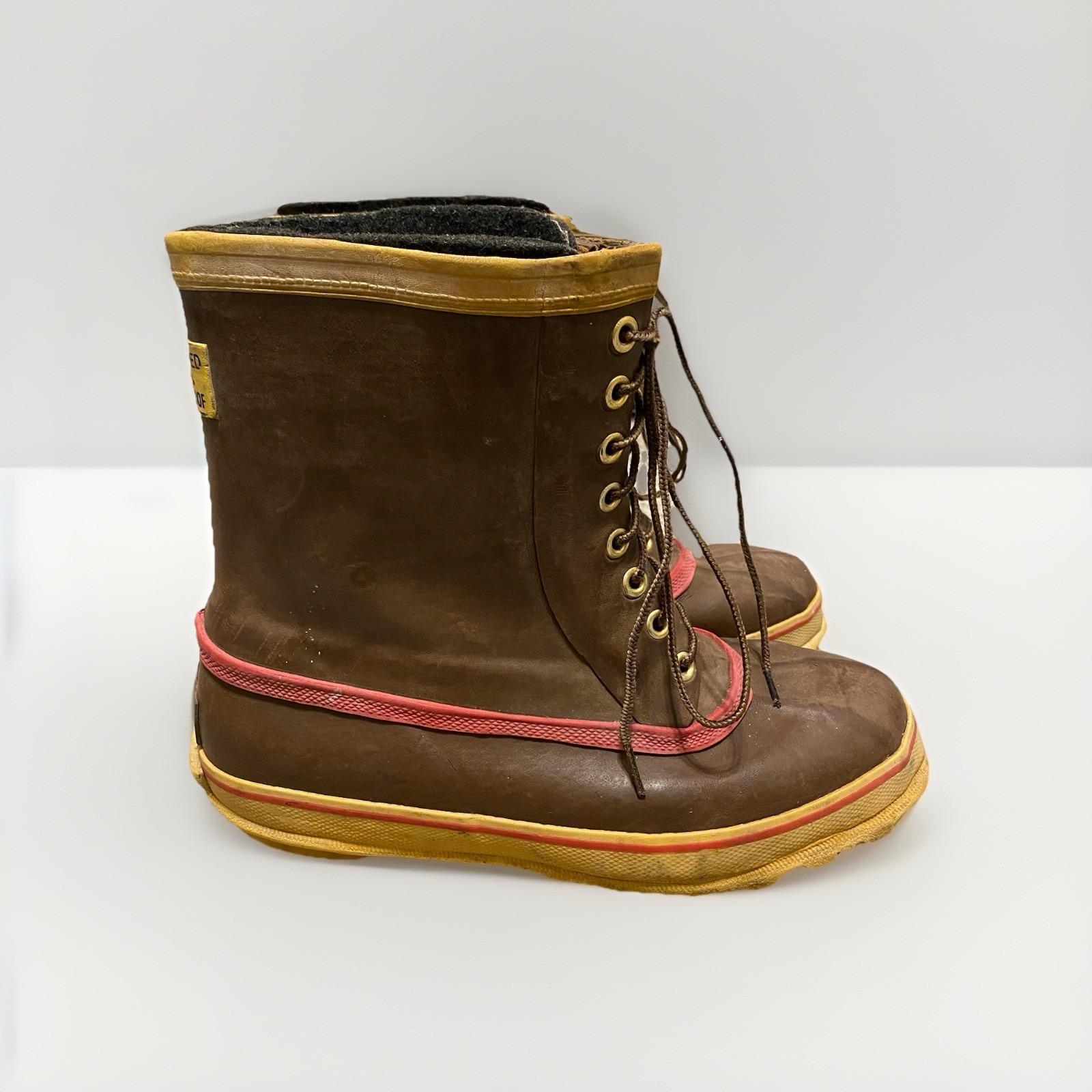 Vintage 90s J.Crew Brown Olive Leather Duck Base Lace Up Snow Boots AMAZING 1980 main image 4