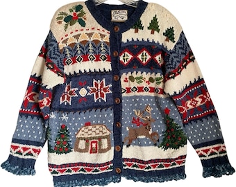 Kardigan Vintage Heirloom Collectibles, damski, w rozmiarze M, wielokolorowy, nowość, świąteczny