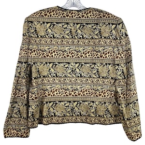 Kurtka jedwabna vintage Adrianna Papell, rozmiar 16, skrócona, wielokolorowy szalik, wzór glamour zdjęcie 2