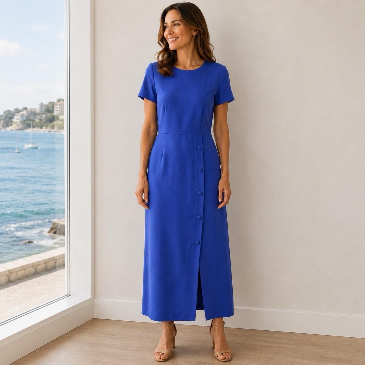 cobalt blue fit and flare dress Main 95% Polyester Coast Wedding Dress INSPIRE CHIC Women's Maternity JACKET SIZE:44 INCH CHEST | EXTRA LARGE