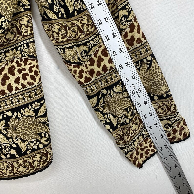 Kurtka jedwabna vintage Adrianna Papell, rozmiar 16, skrócona, wielokolorowy szalik, wzór glamour zdjęcie 6
