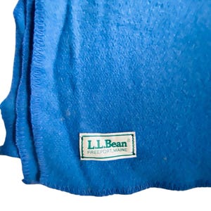 Cobertor vintage L.L.Bean 100% lã, azul violeta, leve, 94 x 66 pol., ponto de chicote