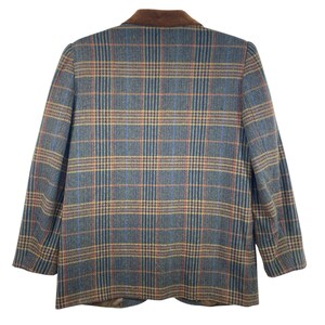 Vintage Women's Blazer Size 8 Petite Plaid Velvet Collar Preppy Classic Office image 2