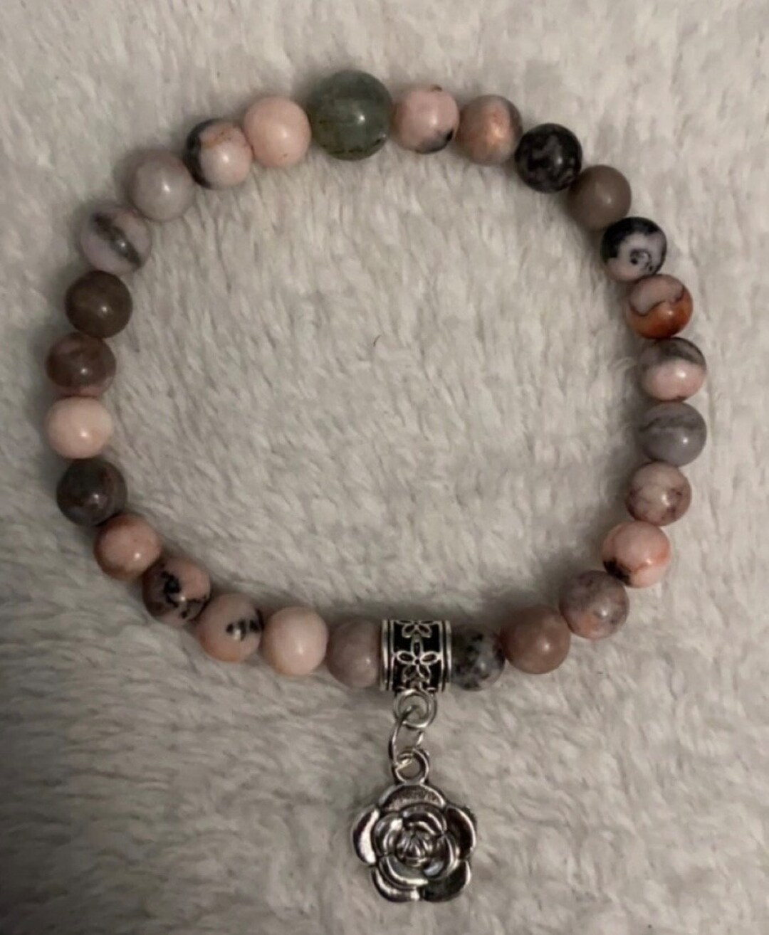 The Rose Pink and Gray Rhodonite and Labradorite Beaded - Etsy