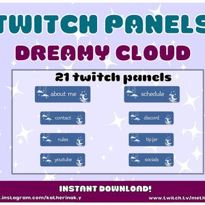 Blue Sky Moon Cloud Star Twitch Panels | Night Sky Panels | Dreamy Aesthetics | Moon Panels | Dreamy Panels | Blue Sky Panels