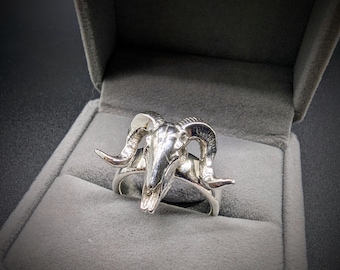 Sterling Silver Ram Skull Ring