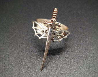 Sterling Silver Dragon Wing/Sword Ring