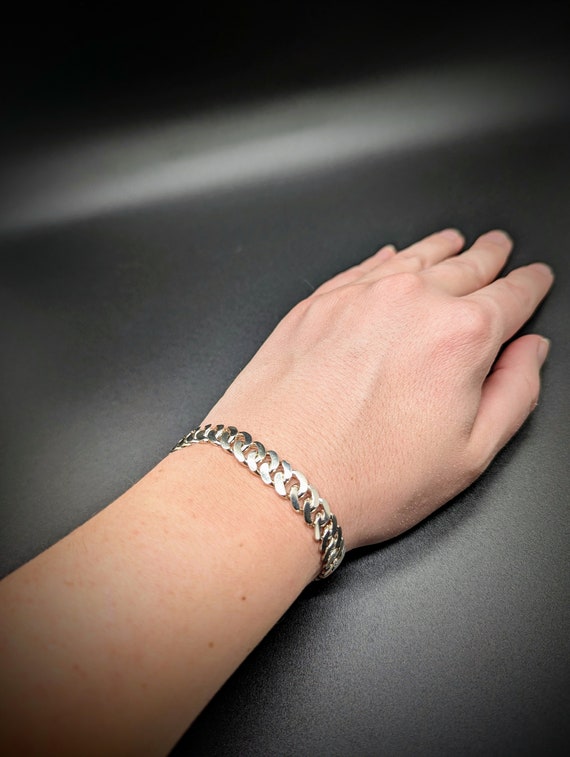 Mens Lizard Skin Pattern ID Curb Chain Bracelet 8.5-in Sterling Silver Mens Lizard Skin Pattern ID Curb Chain Bracelet 8.5-in Sterling Silver