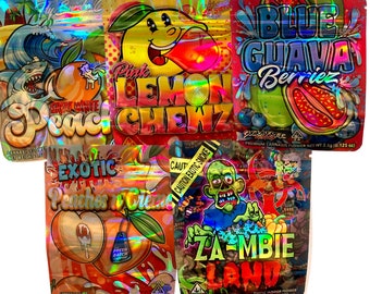 Mylar bags (empty) MIXED VARIETY 25pcs 3.5 Grams. 5 of each design. Free next day shipping.