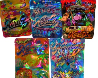 Mylar bags (empty) MIXED VARIETY 25pcs 3.5 Grams. 5 of each design. Free next day shipping.