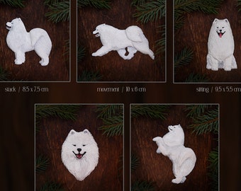 Samoyed / samojed / spitz / american eskimo dog Basic Collection - fridge magnet or hanging ornaments to Christmas tree - handmade figurines