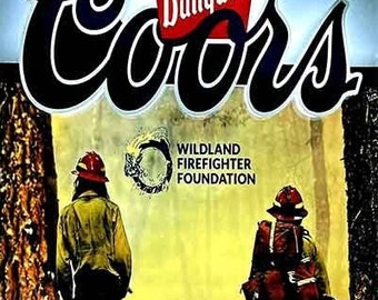 Coors light banquet protect our west wildland foundation sign large 24in metal beer sign firefighters