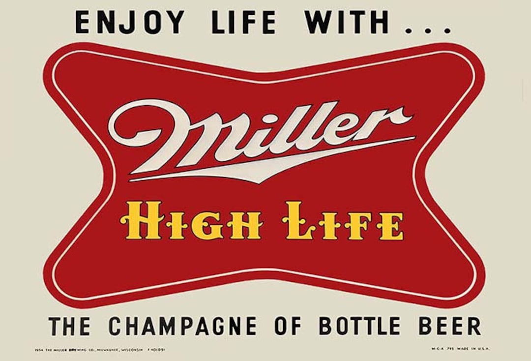 Miller High Life Sign Large 24in 1950s Style Beer Bar
