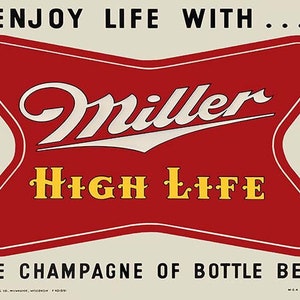 Miller High Life signe grand affichage de bar à bière de style années 1950 de 24 pouces