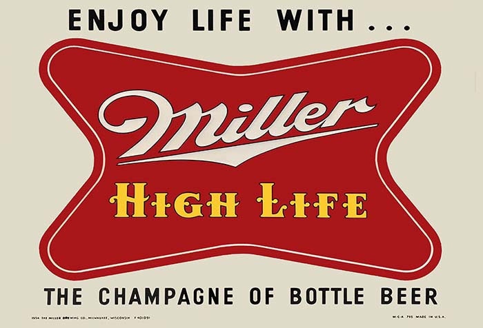 Miller High Life Sign Large 24in 1950s Style Beer Bar