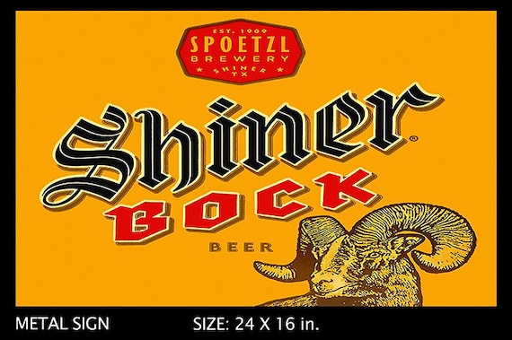Shiner Bock Sign Large 24in Beer Pub New Texas Pull Rams - Etsy
