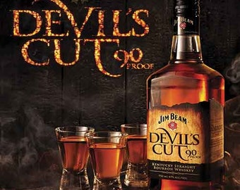 Jim Beam Devils cut sign large 24in man cave game room bar display