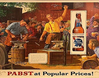 Pabst blue Ribbon beer metal sign 24in bar display tavern man cave