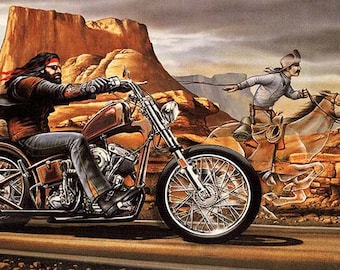 HARLEY DAVIDSON sign metal rider vintage art