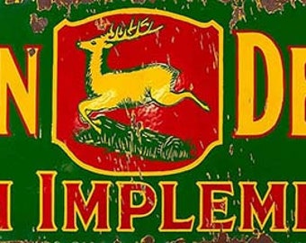 John Deere sign dealer large 32in metal sign farm tractor equipment
