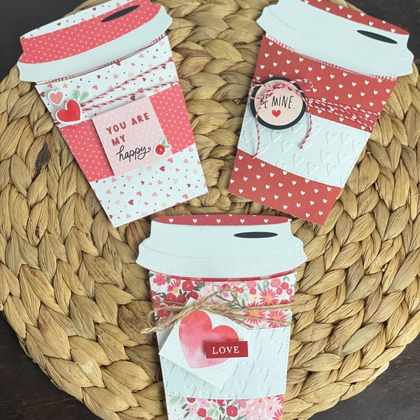 Gift card holders. Valentine's Day coffee gift card holders. Coffee gift card holders. V-day gift card holders. Hot drink gift card holder.