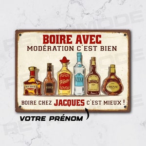 Spersonalizowany metalowy znak barowy w stylu vintage, znak „Pij z umiarem”, dekoracja ścienna z zabawnym cytatem z bistro