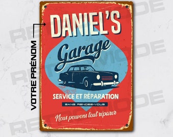 Personalized vintage garage metal sign, gift for car enthusiast