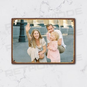 Photo personnalisée sur plaque métal, décoration de famille, idée cadeau papa maman