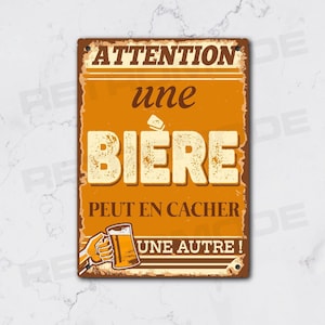 Één biertje kan een ander verbergen, muurdecoratie citaat bar, humoristisch vintage metalen bord met het thema alcohol