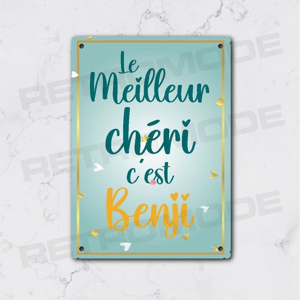 Plaque métal personnalisée le meilleur chéri, idée cadeau saint valentin pour couples