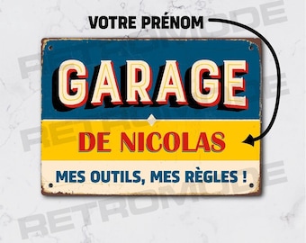 Plaque métal vintage garage personnalisé, cadeau pour fan de voiture