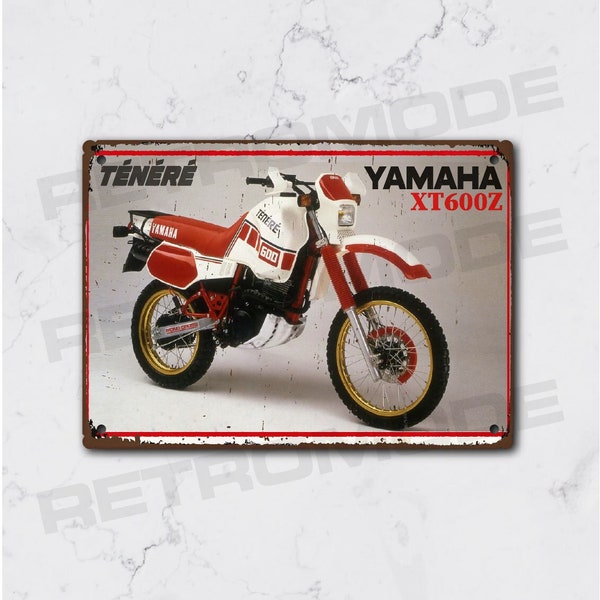 Vintage yamaha xt600z ténéré metal plate, gift idea for collector's motorcycle fans