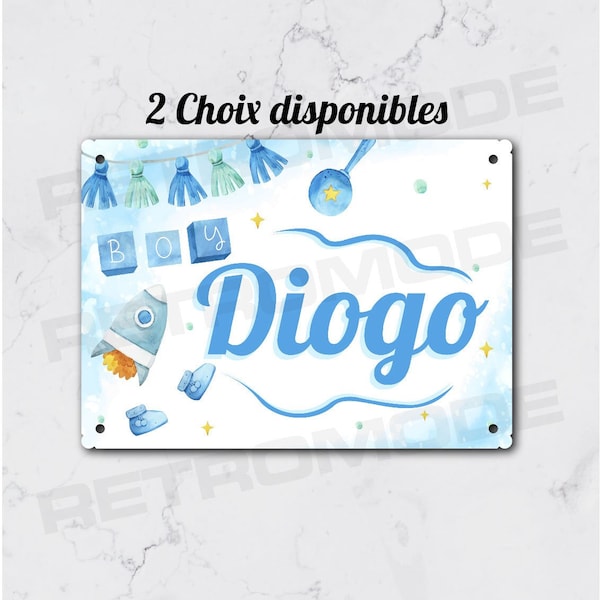 Plaque métal avec prénom personnalisé,  idée cadeau pour enfant, déco chambre de bébé