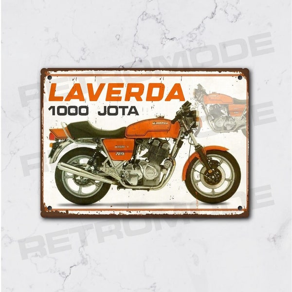 Plaque métal vintage laverda 1000 jota, idée cadeau pour les fan de moto de collection