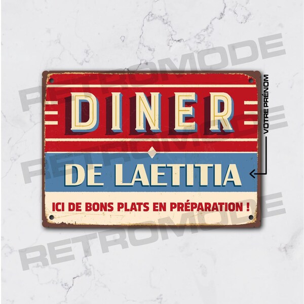 Plaque métal vintage diner personnalisé, décoration de cuisine