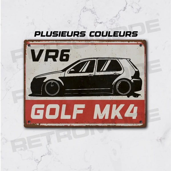 Plaque métal vintage golf 4 vr6, décoration murale pour fan de voiture, déco golf MK4