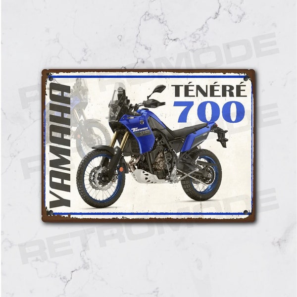 Vintage metal plaque Yamaha Ténéré 700, gift idea for motorcycle fans