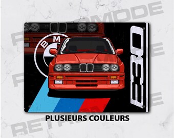 Plaque métal bmw e30 pack m, idée cadeau pour fan de voiture