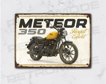 Vintage royal enfield meteor 350 metal plate, gift idea for collector's motorcycle fans