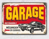 Plaque garage mécanicien, pancarte d'atelier, décoration murale avec citation automobile, décoration murale en métal vintage avec voiture
