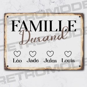 Personalisiertes Familienschild, Familienbaum-Wanddekoration, personalisiertes Familien-Metallschild mit Vornamen, Weihnachtsgeschenk