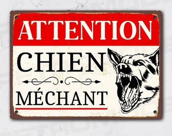 PLAQUE EN ALUMINIUM ATTENTION AU CHIEN Dogue Argentin 27.5 X 19.5 Cm