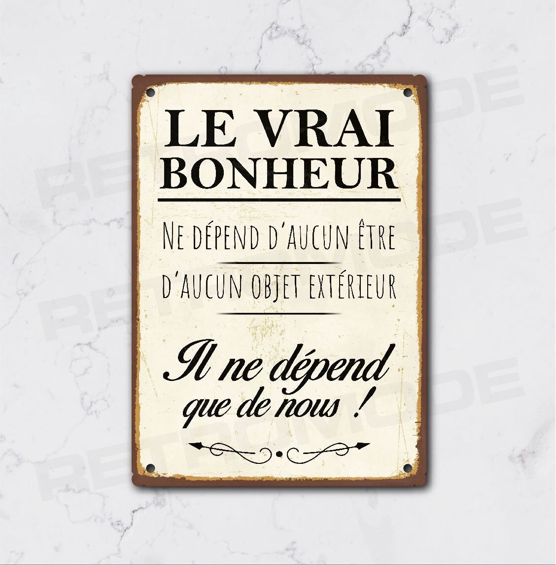 Déco murale en bois pancarte avec citation 37,5 x 32,5cm