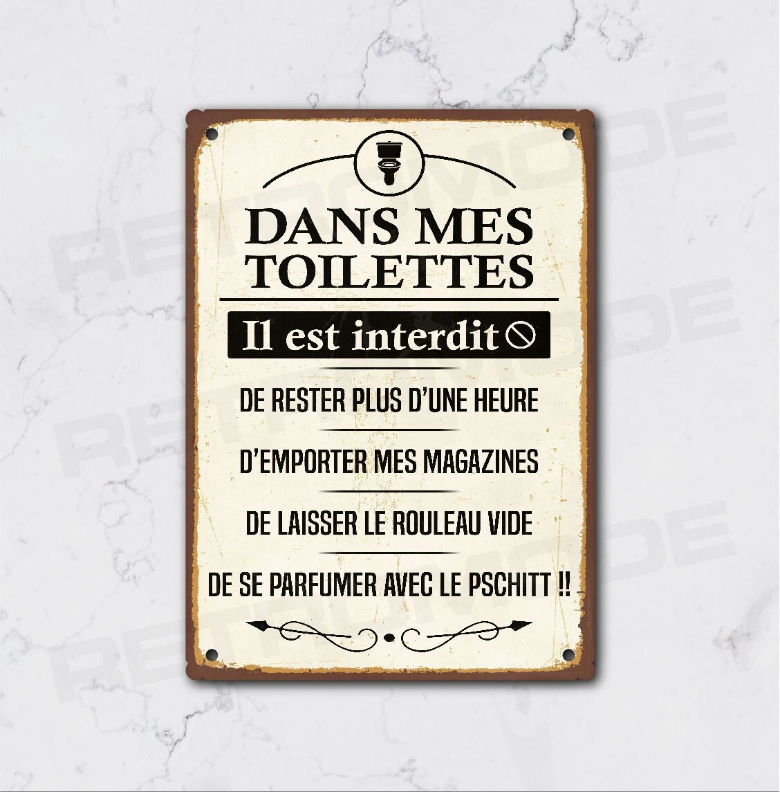 Panneau WC Humoristique Vintage En Métal – Déco Toilette "bout Du Rouleau"