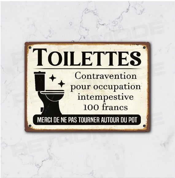 Plaque Métal Déco Toilette | Planète Vintage Plaque Métal Déco Toilette | Planète Vintage