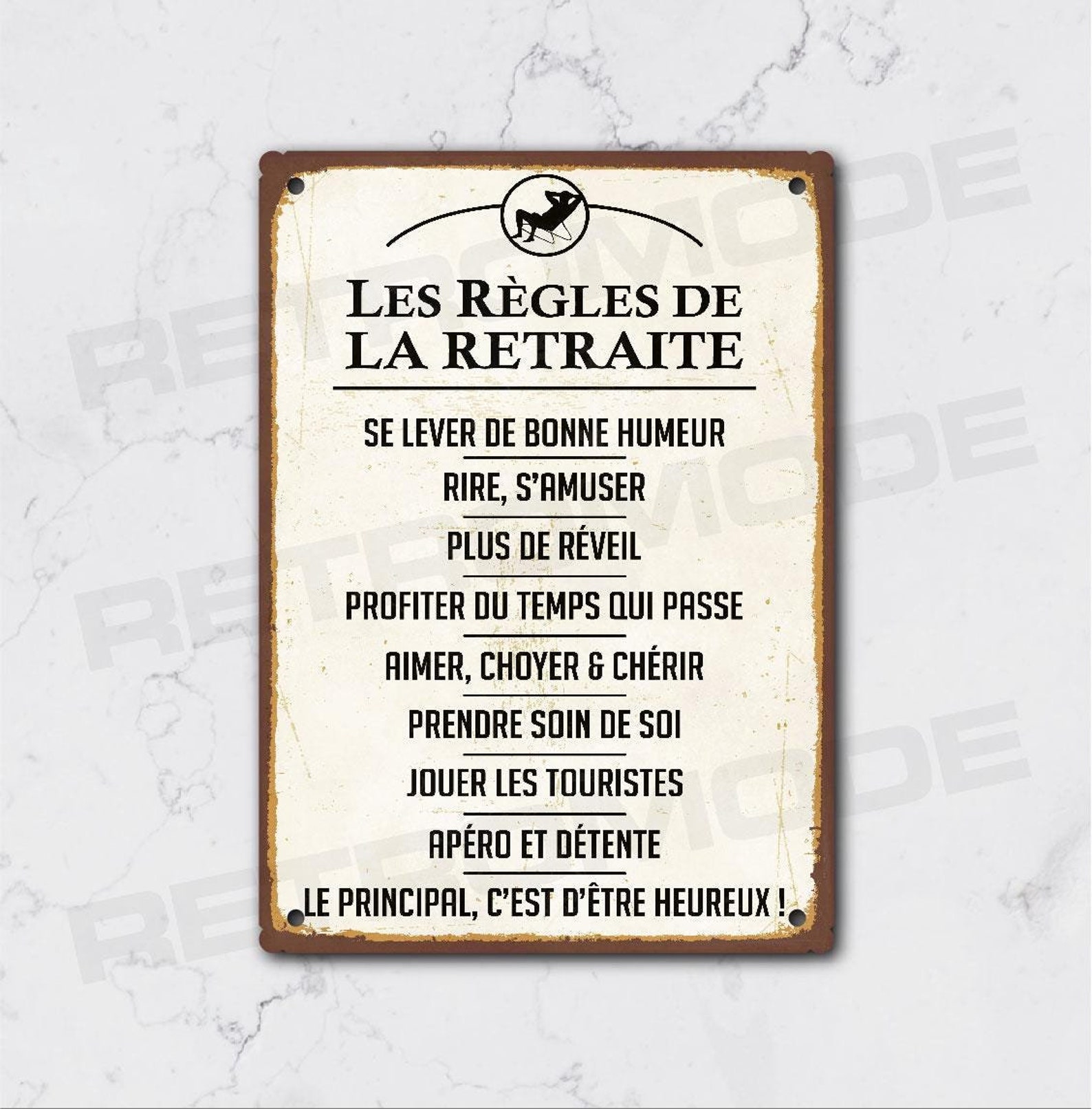 Plaque place des retraités, cadeau pour départ en retraite, décoration murale en métal vintage de rue, panneau citation pour papi - France Plaque place des retraités, cadeau pour départ en retraite, décoration murale en métal vintage de rue, panneau citation pour papi - France