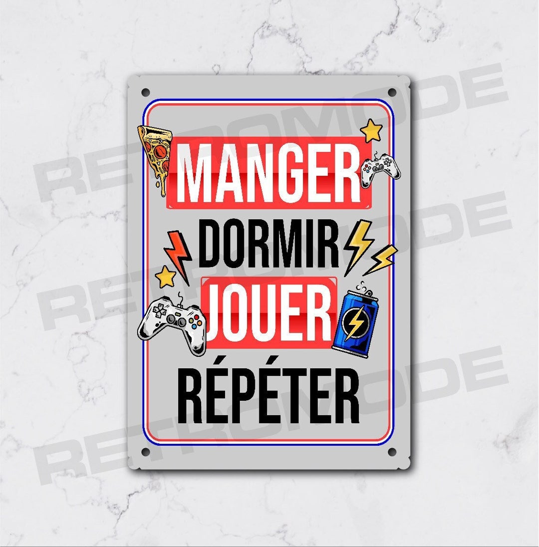 Plaque Métal Décorative Borne To Be A Gamer - Cadeau Amusant Gamer 28x12cm